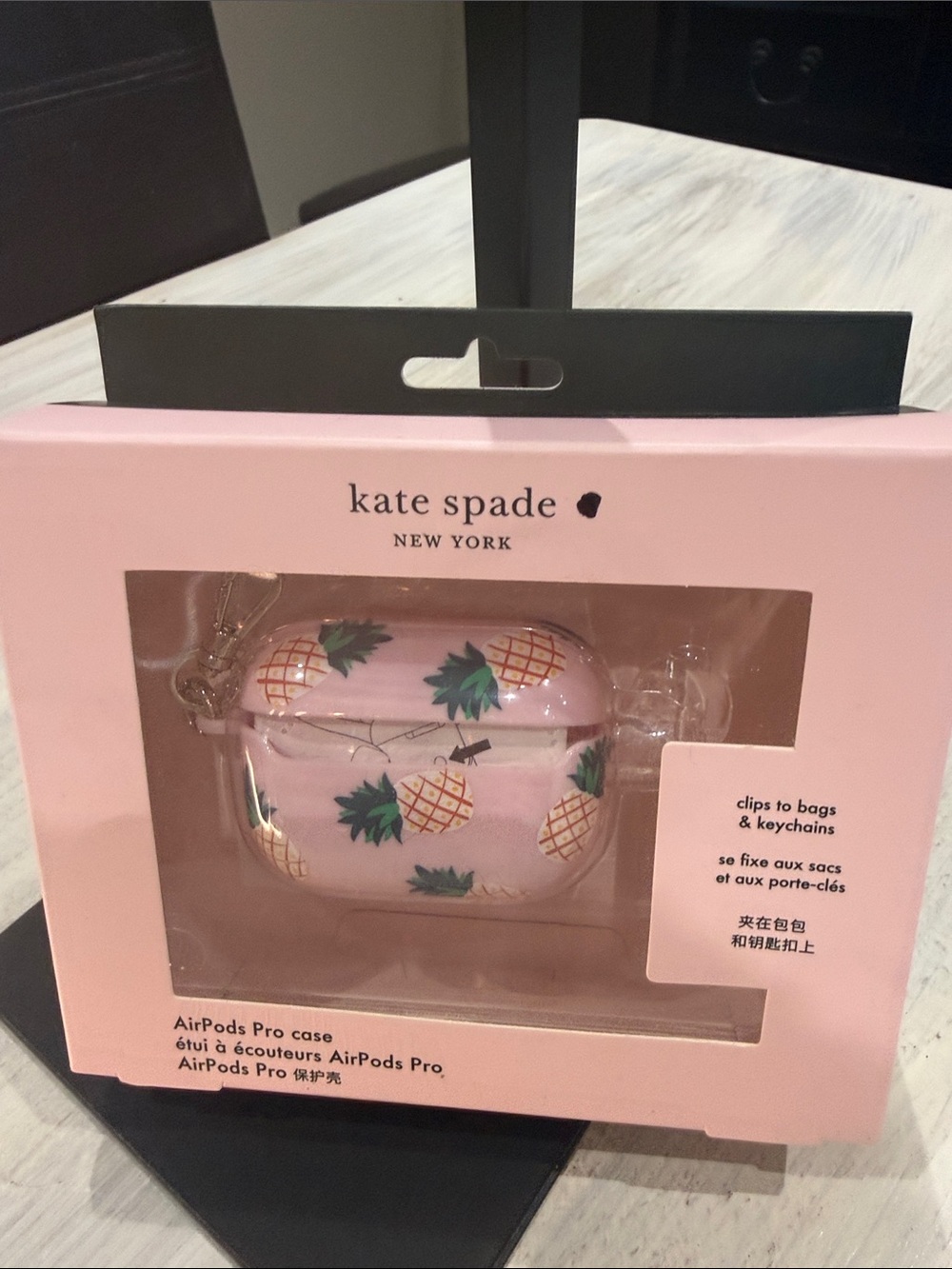 kate spade Pink Pineapple AirPods Pro Case with Gold Accents